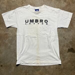 Vintage 90s Umbro Soccer Double Sided White Shirt